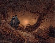 Caspar David Friedrich Two men contemplating the Moon Spain oil painting artist